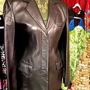RARE Vtg 1990's Tom Ford for Gucci Black Leather Single Breasted Blazer EUC